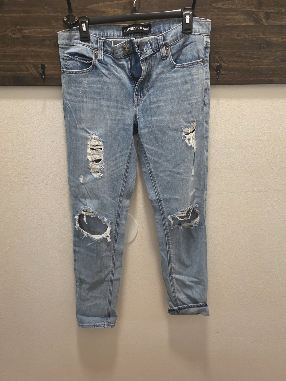 Express Light Wash Ripped Skinny Jeans